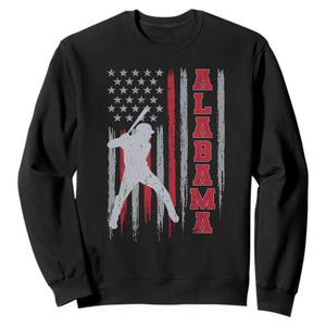 Alabama Fan Sweatshirt Vintage Bama Baseball Lovers American Flag AL State TS10 Black Print Your Wear