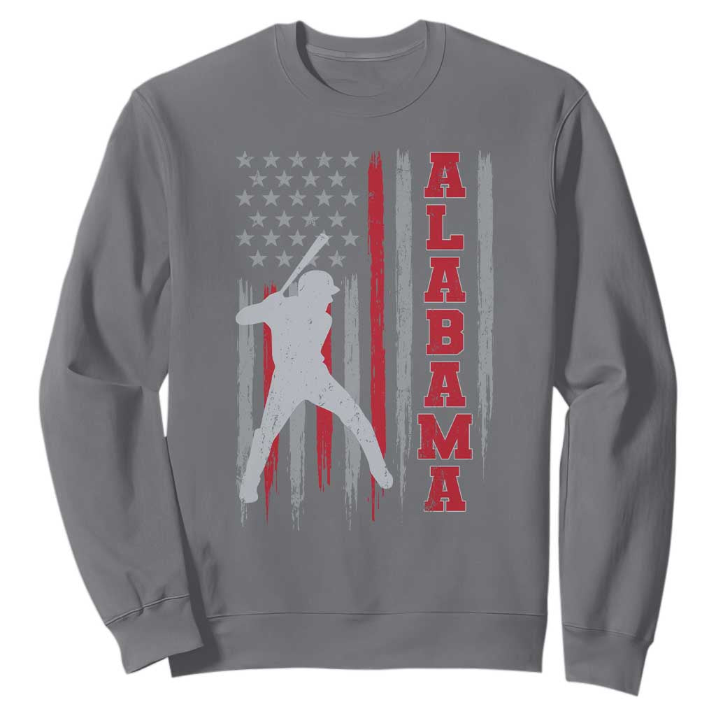 Alabama Fan Sweatshirt Vintage Bama Baseball Lovers American Flag AL State TS10 Charcoal Print Your Wear
