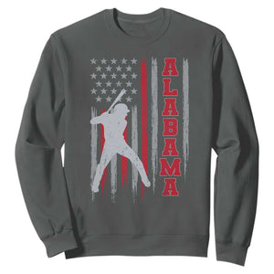 Alabama Fan Sweatshirt Vintage Bama Baseball Lovers American Flag AL State TS10 Dark Heather Print Your Wear