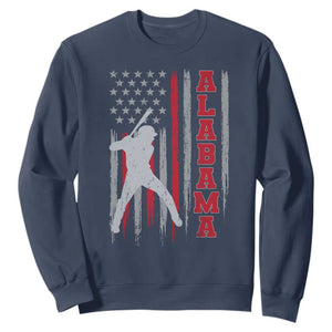 Alabama Fan Sweatshirt Vintage Bama Baseball Lovers American Flag AL State TS10 Navy Print Your Wear