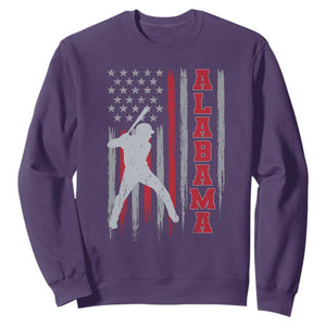 Alabama Fan Sweatshirt Vintage Bama Baseball Lovers American Flag AL State TS10 Purple Print Your Wear