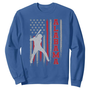 Alabama Fan Sweatshirt Vintage Bama Baseball Lovers American Flag AL State TS10 Royal Blue Print Your Wear