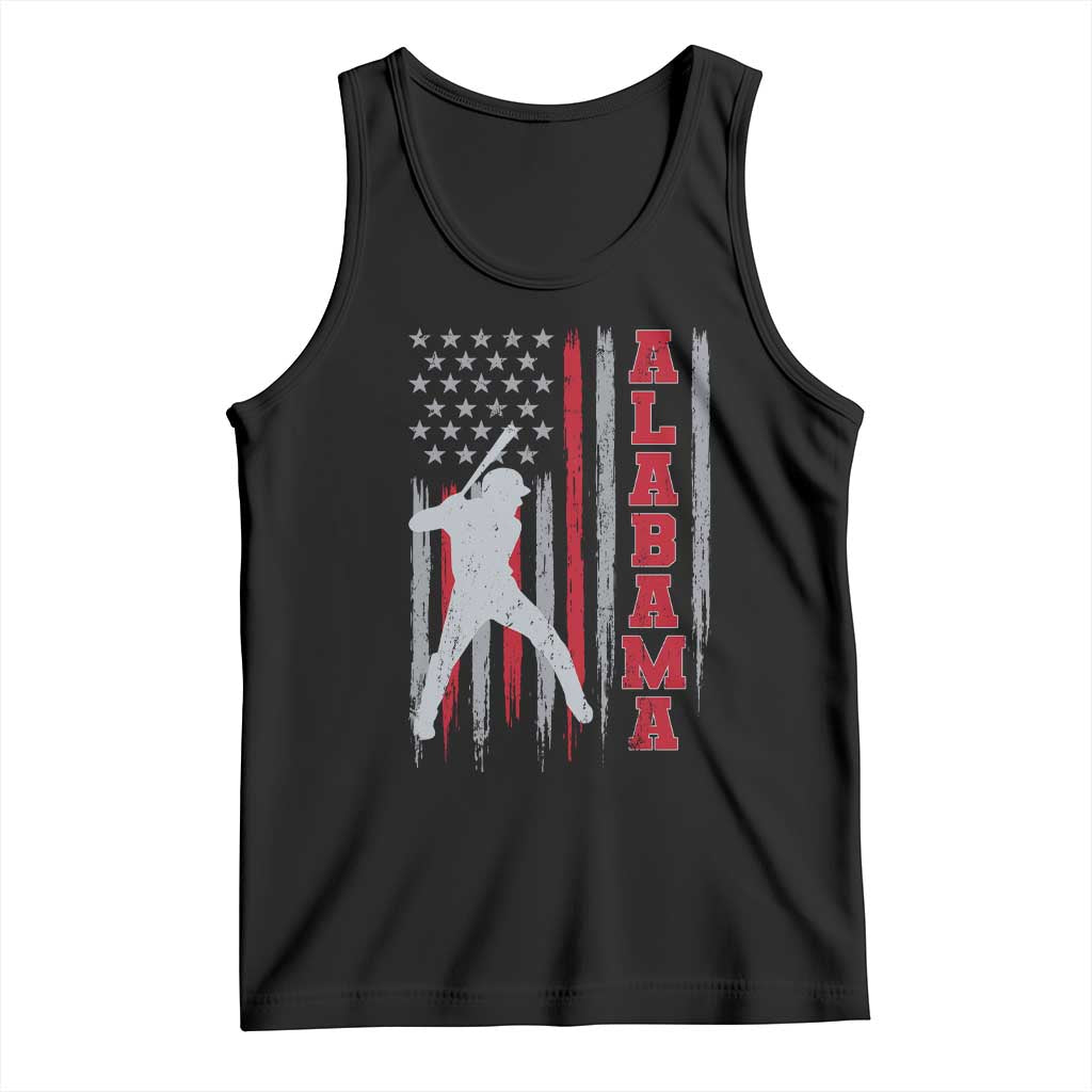 Alabama Fan Tank Top Vintage Bama Baseball Lovers American Flag AL State TS10 Black Print Your Wear