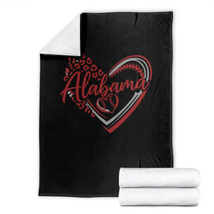 Alabama Fan Throw Blanket Bama Baseball Leopard Heart Graphic Game Day TS10 Black Print Your Wear