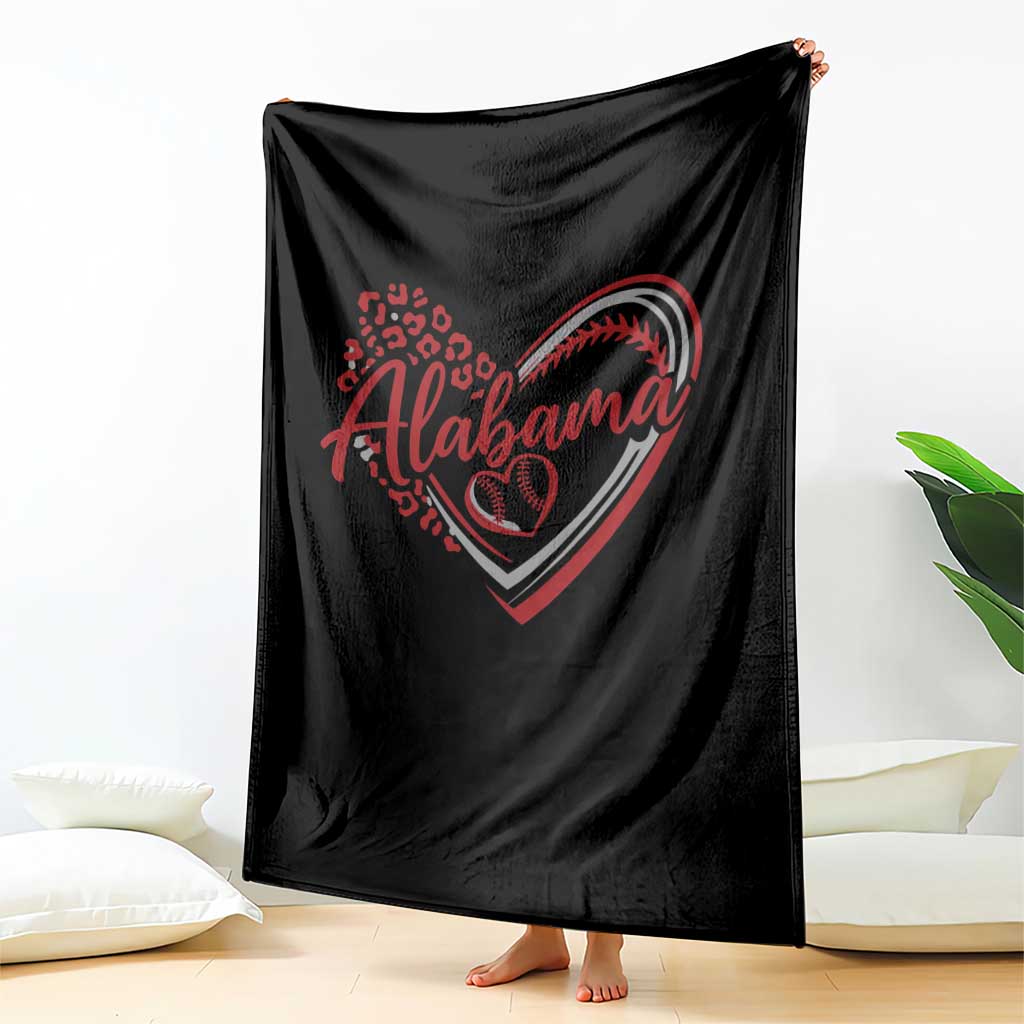 Alabama Fan Throw Blanket Bama Baseball Leopard Heart Graphic Game Day TS10 Print Your Wear