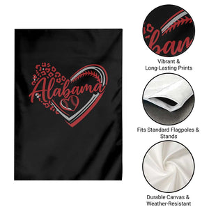 Alabama Fan Garden Flag Bama Baseball Leopard Heart Graphic Game Day TS10 Print Your Wear