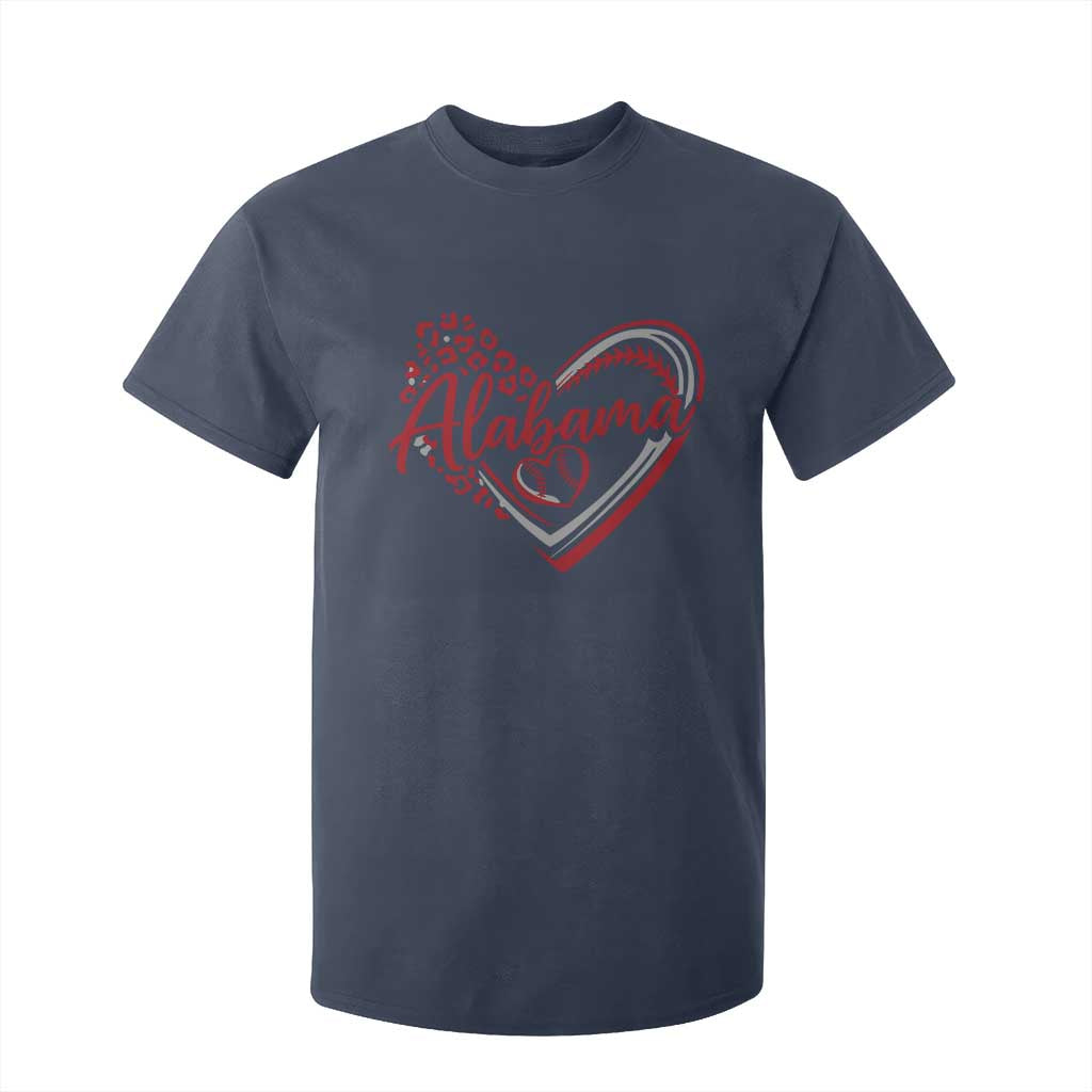 Alabama Fan T Shirt For Kid Bama Baseball Leopard Heart Graphic Game Day TS10 Navy Print Your Wear