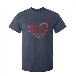 Alabama Fan T Shirt For Kid Bama Baseball Leopard Heart Graphic Game Day TS10 Navy Print Your Wear