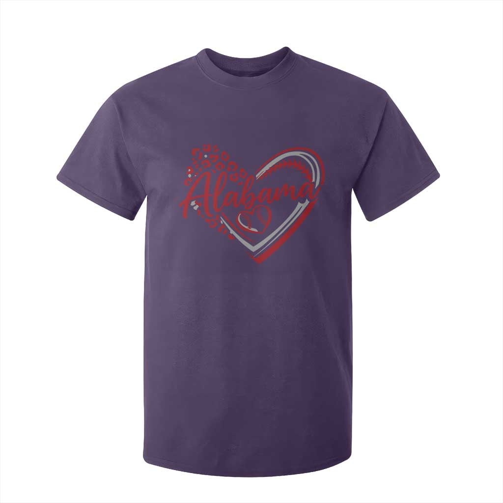 Alabama Fan T Shirt For Kid Bama Baseball Leopard Heart Graphic Game Day TS10 Purple Print Your Wear