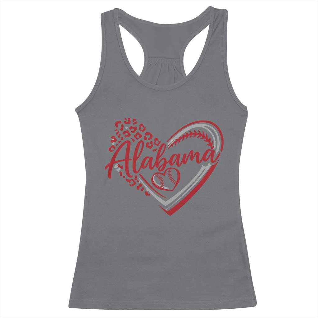 Alabama Fan Racerback Tank Top Bama Baseball Leopard Heart Graphic Game Day TS10 Charcoal Print Your Wear