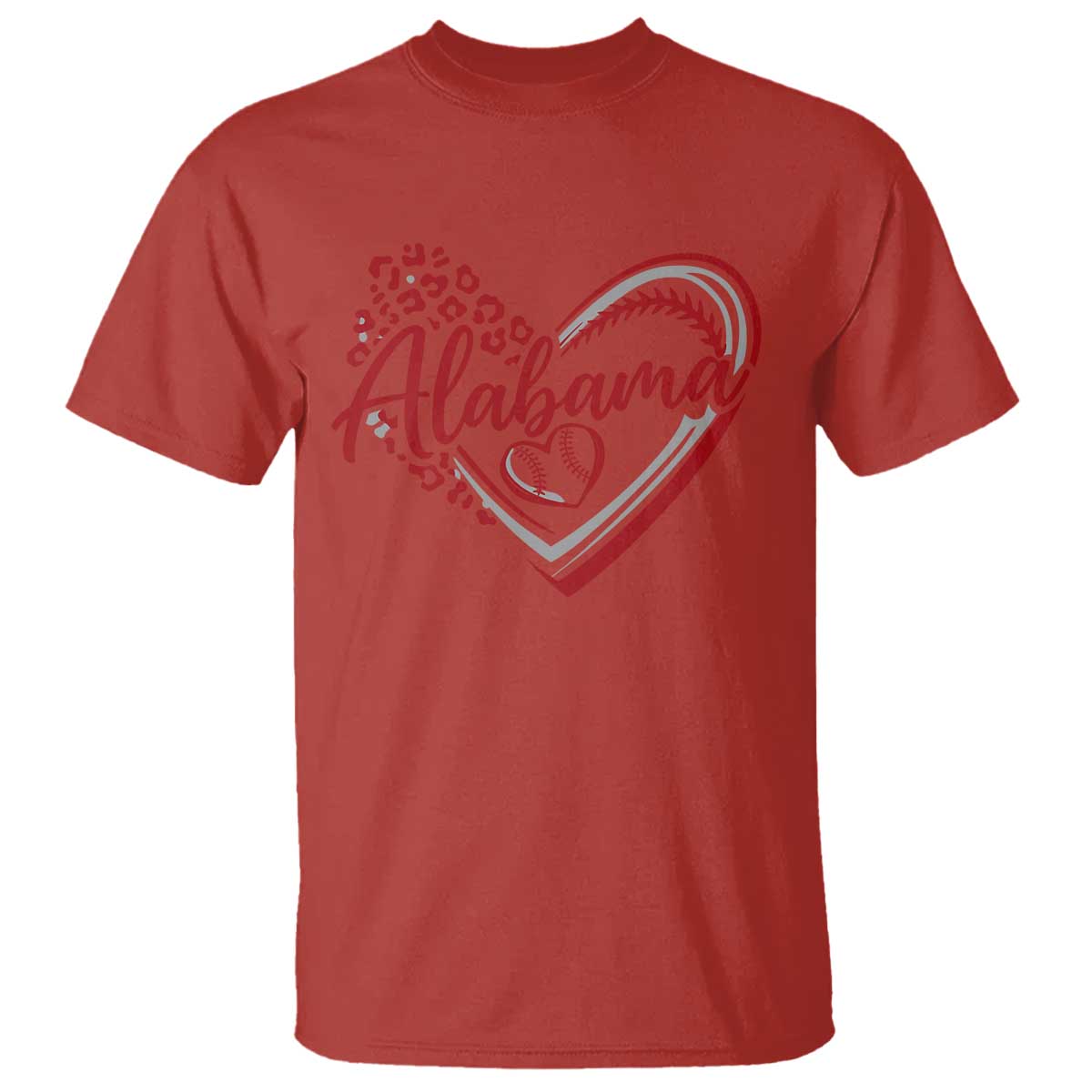 Alabama Fan T Shirt Bama Baseball Leopard Heart Graphic Game Day TS10 Red Print Your Wear
