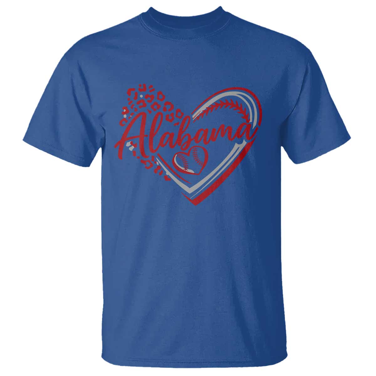 Alabama Fan T Shirt Bama Baseball Leopard Heart Graphic Game Day TS10 Royal Blue Print Your Wear