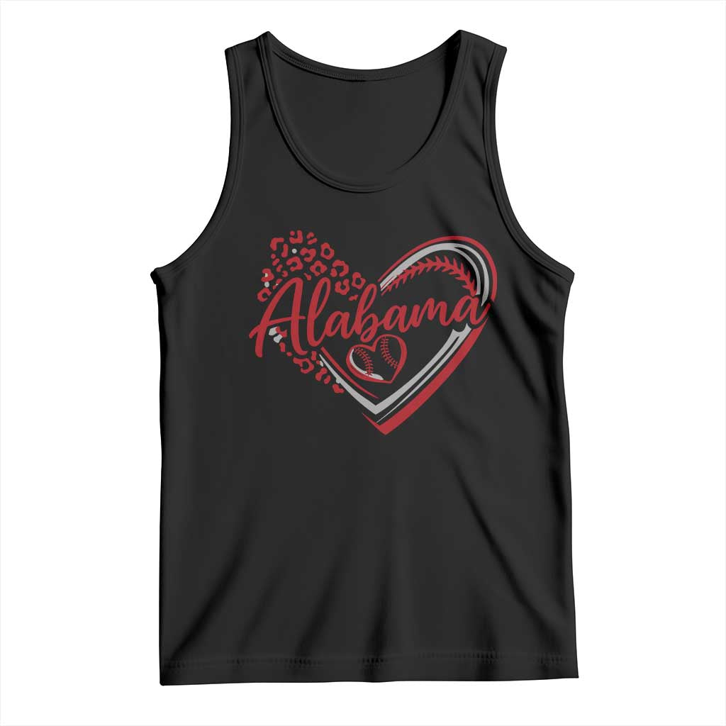 Alabama Fan Tank Top Bama Baseball Leopard Heart Graphic Game Day TS10 Black Print Your Wear