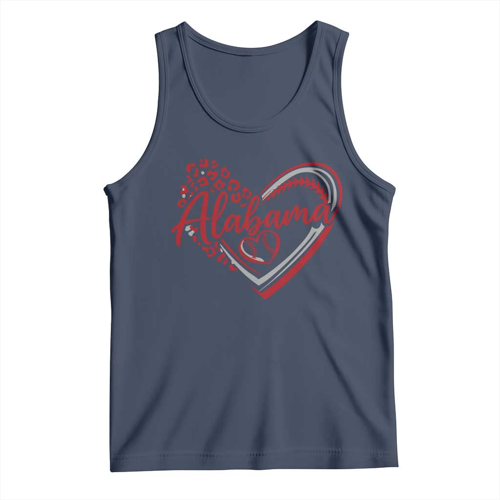 Alabama Fan Tank Top Bama Baseball Leopard Heart Graphic Game Day TS10 Navy Print Your Wear