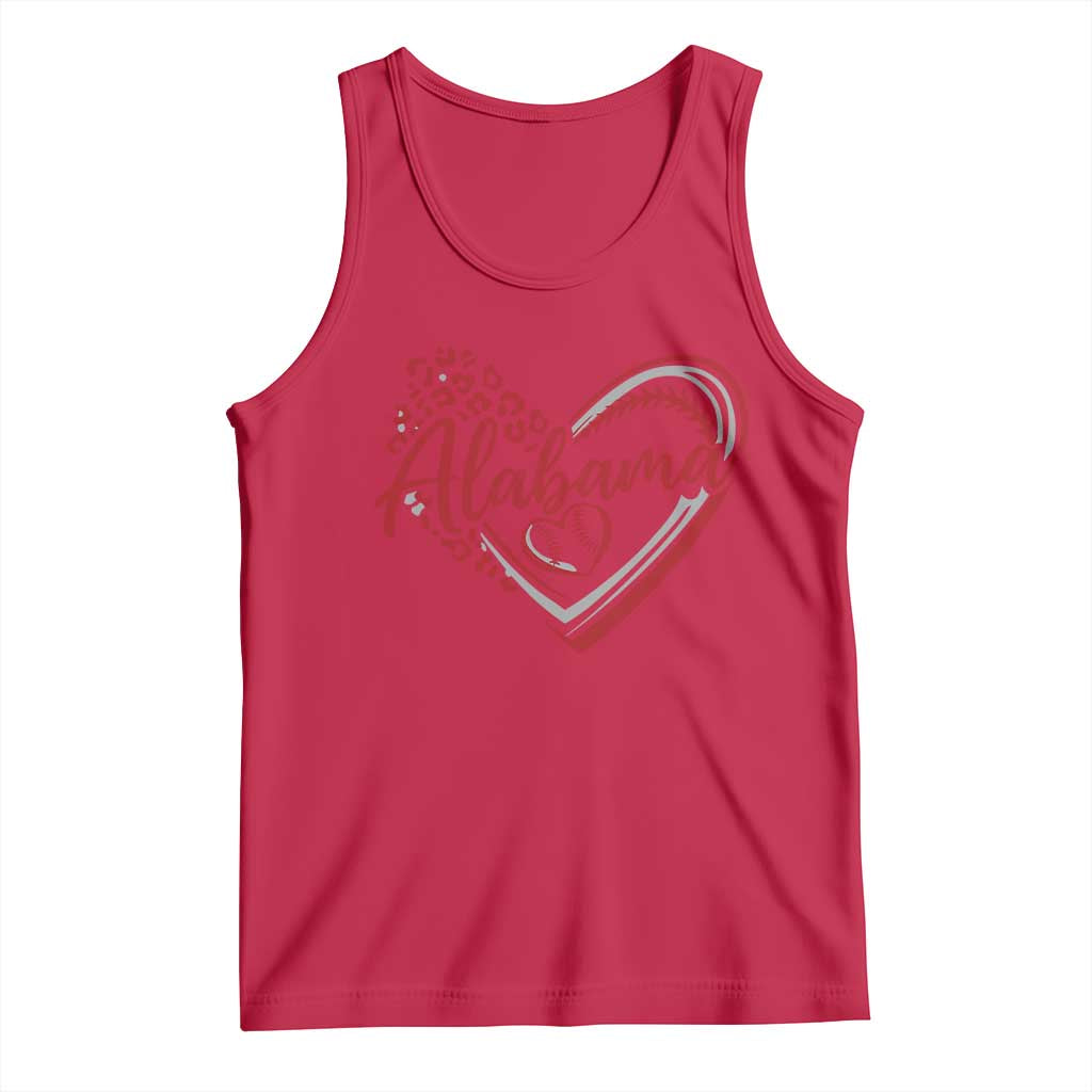 Alabama Fan Tank Top Bama Baseball Leopard Heart Graphic Game Day TS10 Red Print Your Wear