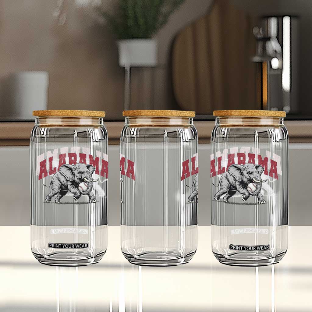 Alabama Fan Glass Can Baseball Bama Mascot Game Day TS10 Print Your Wear
