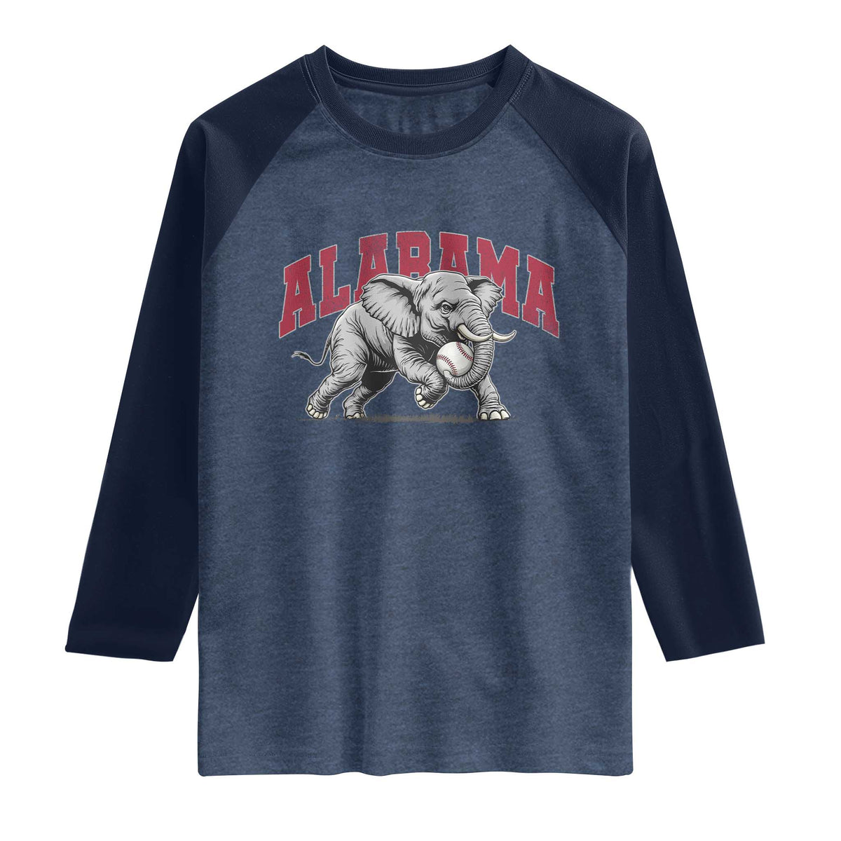 Alabama Fan Raglan Shirt Baseball Bama Mascot Game Day TS10 Heather Denim Navy Print Your Wear