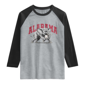 Alabama Fan Raglan Shirt Baseball Bama Mascot Game Day TS10 Heather Gray Black Print Your Wear