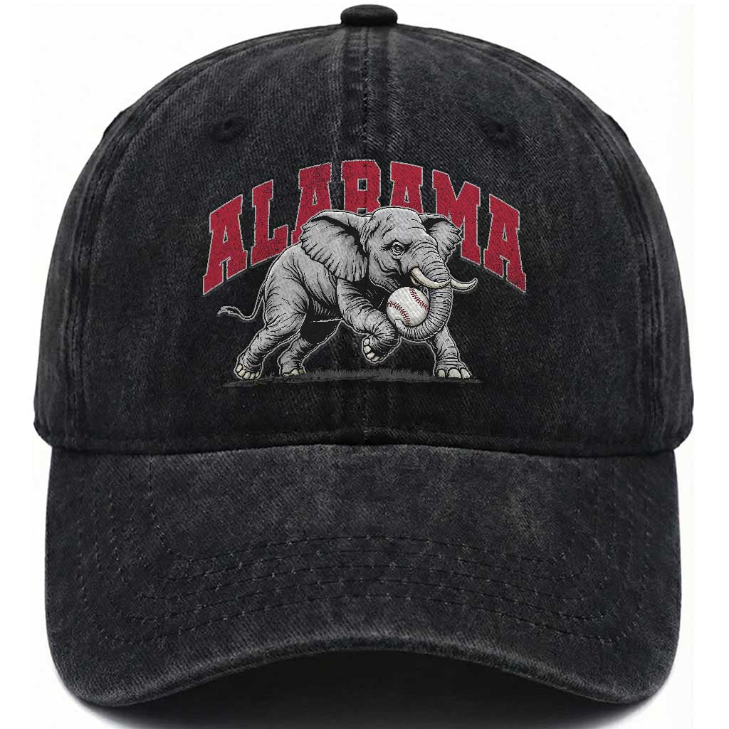 Alabama Fan Washed Cotton Baseball Cap - Baseball Bama Mascot Game Day TS10 Print Your Wear