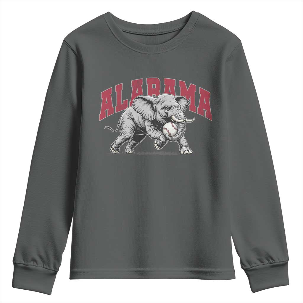 Alabama Fan Youth Sweatshirt Baseball Bama Mascot Game Day TS10 Dark Heather Print Your Wear