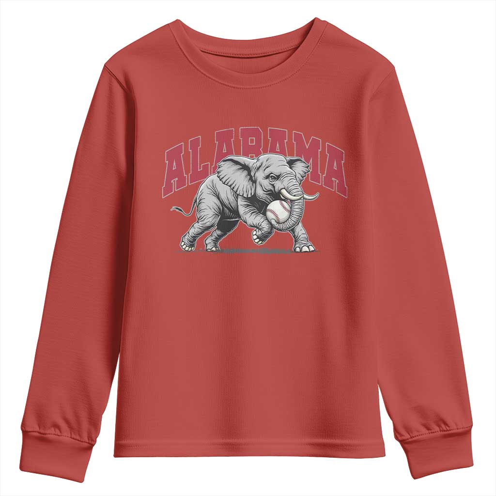 Alabama Fan Youth Sweatshirt Baseball Bama Mascot Game Day TS10 Red Print Your Wear