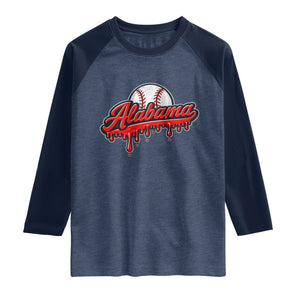 Alabama Baseball Raglan Shirt Bama Sports Team Game Day TS10 Heather Denim Navy Print Your Wear