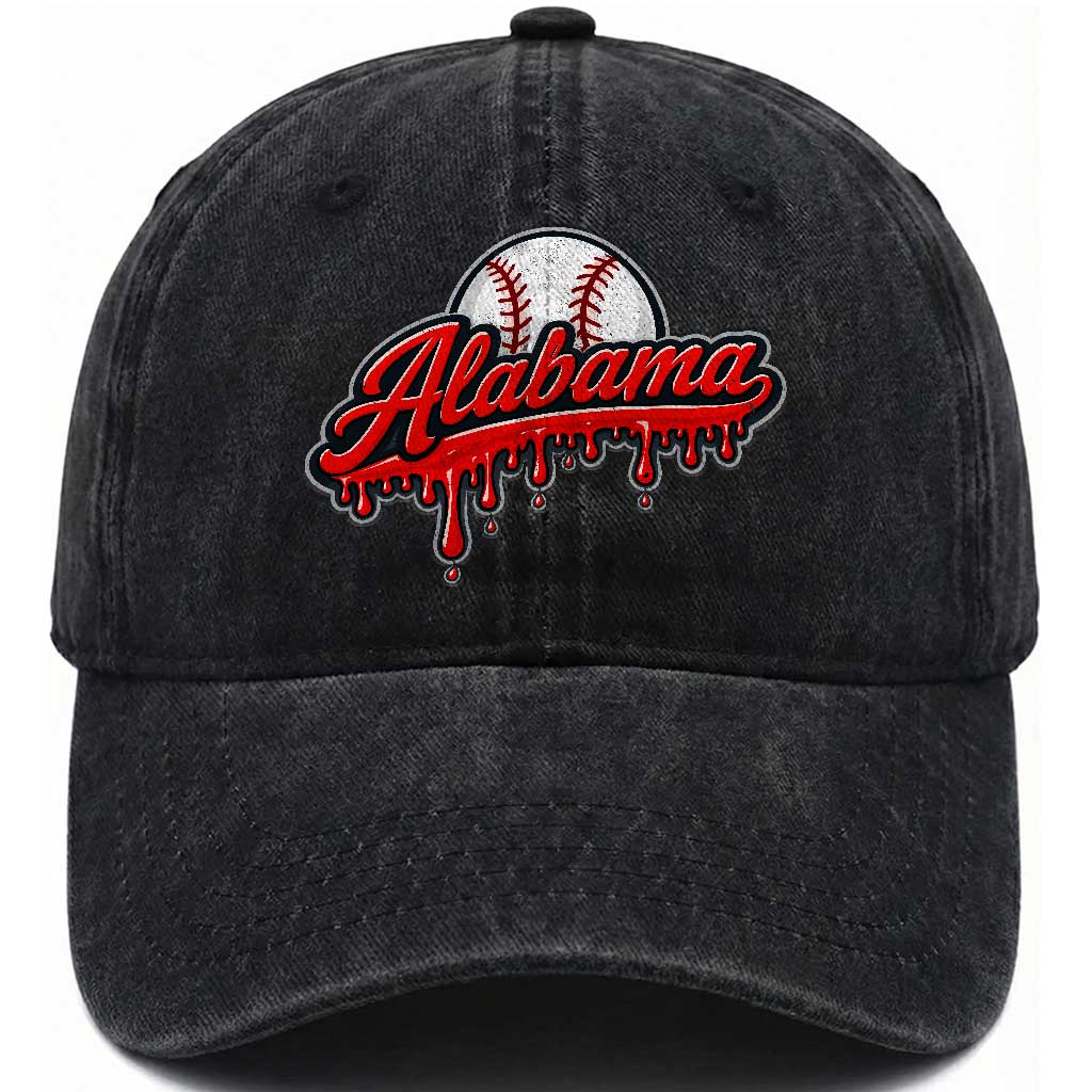 Alabama Baseball Washed Cotton Baseball Cap Bama Sports Team Game Day TS10 Print Your Wear