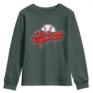 Alabama Baseball Youth Sweatshirt Bama Sports Team Game Day TS10 Dark Forest Green Print Your Wear