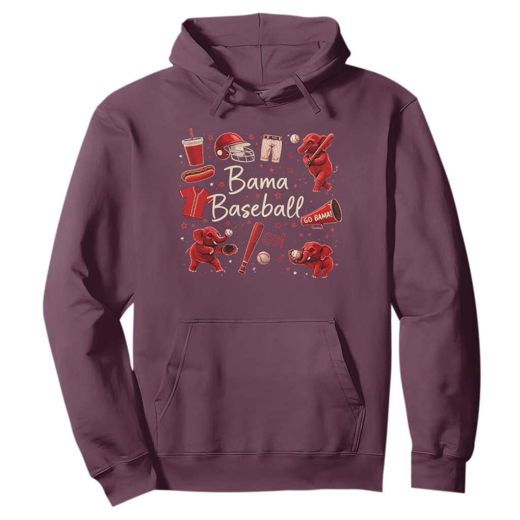 Alabama Baseball Hoodie Cute Trendy Bama Fan Game Day Doodle TS10 Maroon Print Your Wear