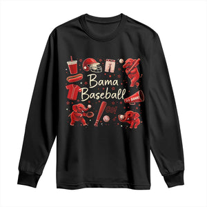 Alabama Baseball Long Sleeve Shirt Cute Trendy Bama Fan Game Day Doodle TS10 Black Print Your Wear