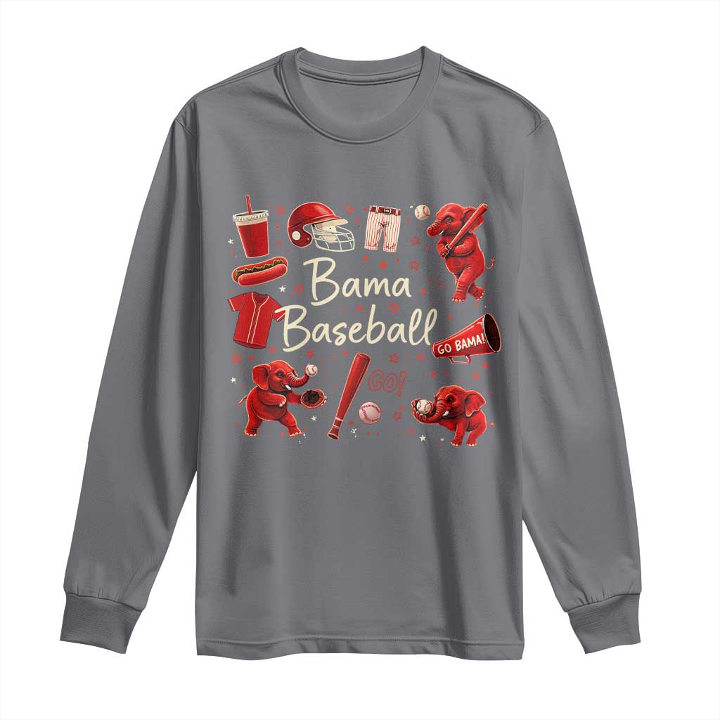 Alabama Baseball Long Sleeve Shirt Cute Trendy Bama Fan Game Day Doodle TS10 Charcoal Print Your Wear