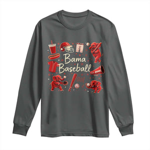 Alabama Baseball Long Sleeve Shirt Cute Trendy Bama Fan Game Day Doodle TS10 Dark Heather Print Your Wear