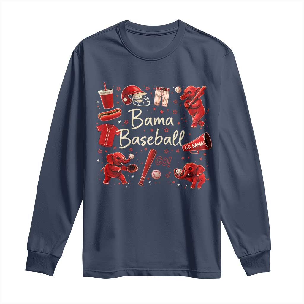 Alabama Baseball Long Sleeve Shirt Cute Trendy Bama Fan Game Day Doodle TS10 Navy Print Your Wear