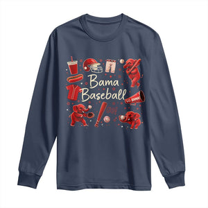 Alabama Baseball Long Sleeve Shirt Cute Trendy Bama Fan Game Day Doodle TS10 Navy Print Your Wear