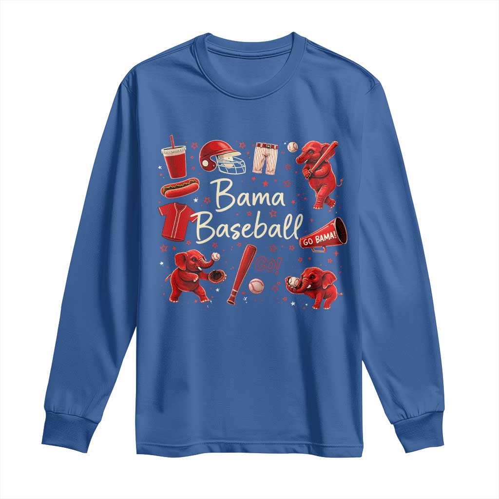 Alabama Baseball Long Sleeve Shirt Cute Trendy Bama Fan Game Day Doodle TS10 Royal Blue Print Your Wear
