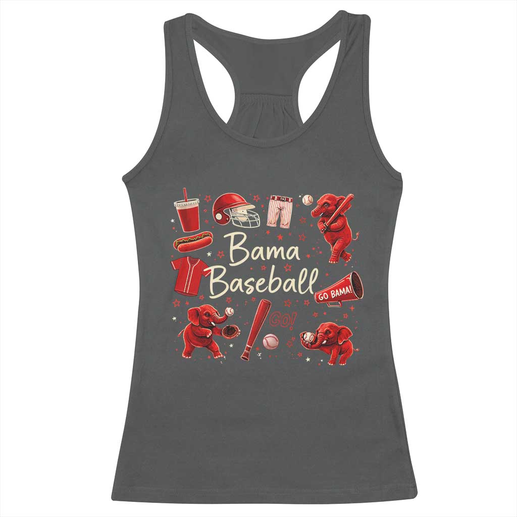 Alabama Baseball Racerback Tank Top Cute Trendy Bama Fan Game Day Doodle TS10 Dark Heather Print Your Wear
