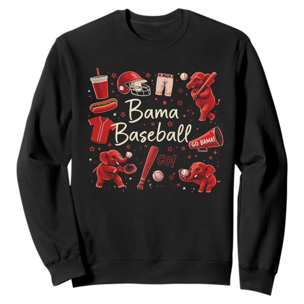 Alabama Baseball Sweatshirt Cute Trendy Bama Fan Game Day Doodle TS10 Black Print Your Wear