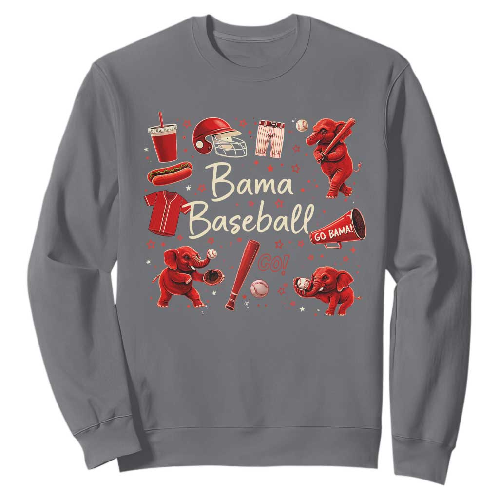 Alabama Baseball Sweatshirt Cute Trendy Bama Fan Game Day Doodle TS10 Charcoal Print Your Wear