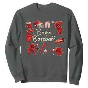 Alabama Baseball Sweatshirt Cute Trendy Bama Fan Game Day Doodle TS10 Dark Heather Print Your Wear