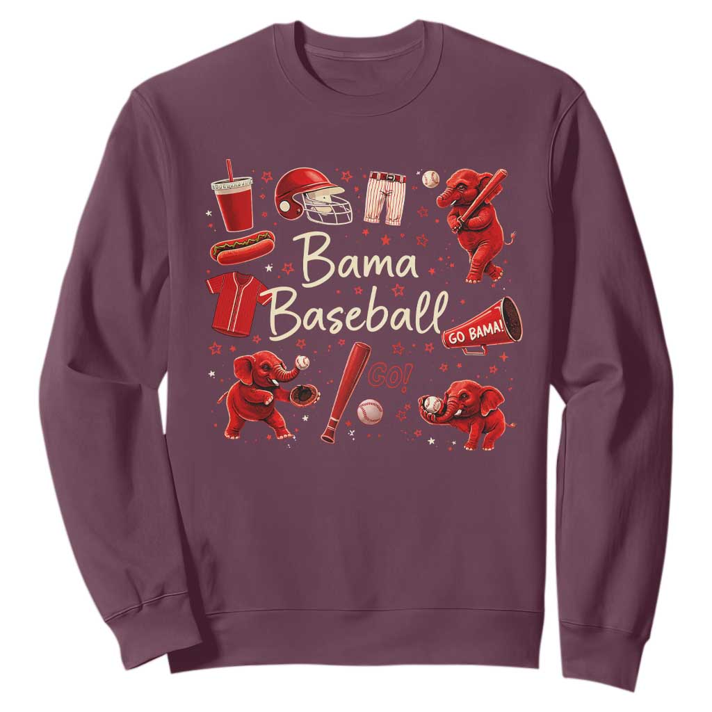 Alabama Baseball Sweatshirt Cute Trendy Bama Fan Game Day Doodle TS10 Maroon Print Your Wear