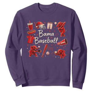 Alabama Baseball Sweatshirt Cute Trendy Bama Fan Game Day Doodle TS10 Purple Print Your Wear