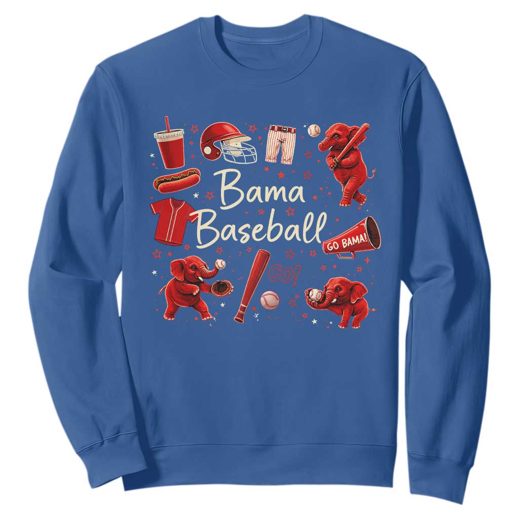 Alabama Baseball Sweatshirt Cute Trendy Bama Fan Game Day Doodle TS10 Royal Blue Print Your Wear