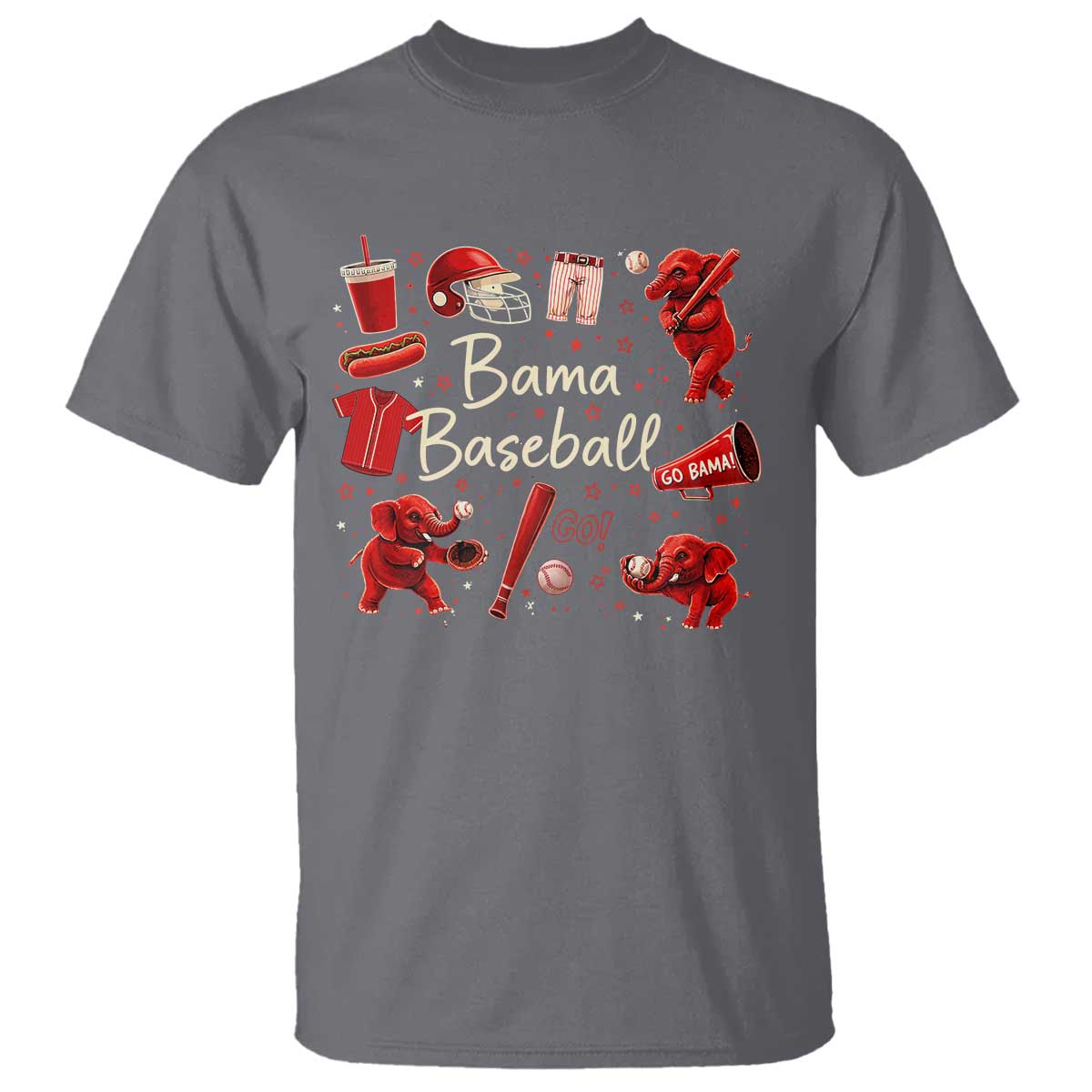 Alabama Baseball T Shirt Cute Trendy Bama Fan Game Day Doodle TS10 Charcoal Print Your Wear
