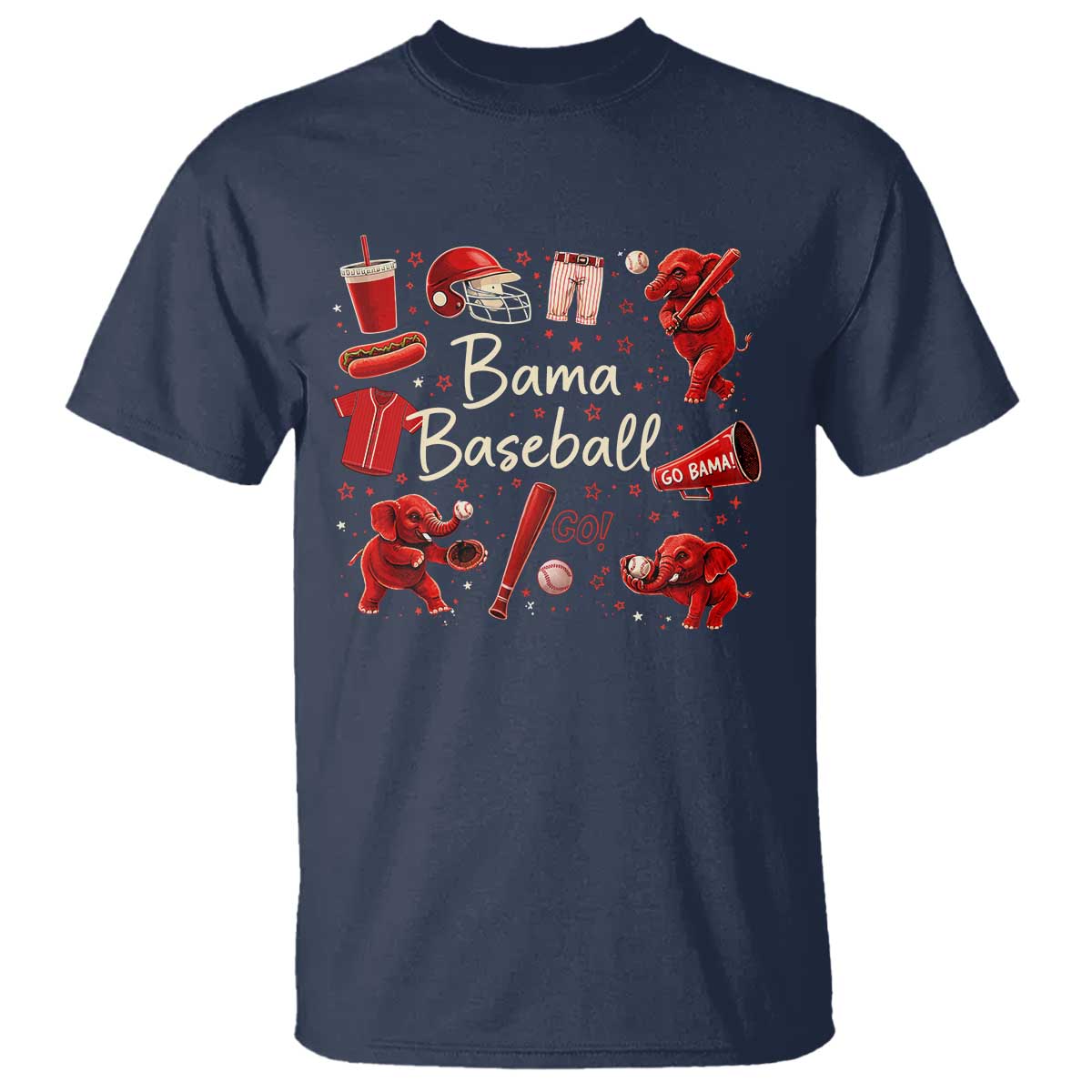 Alabama Baseball T Shirt Cute Trendy Bama Fan Game Day Doodle TS10 Navy Print Your Wear