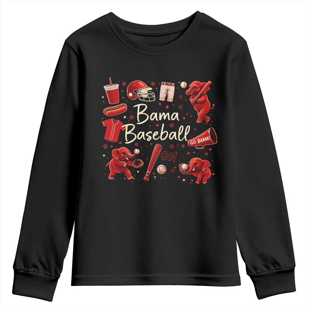 Alabama Baseball Youth Sweatshirt Cute Trendy Bama Fan Game Day Doodle TS10 Black Print Your Wear