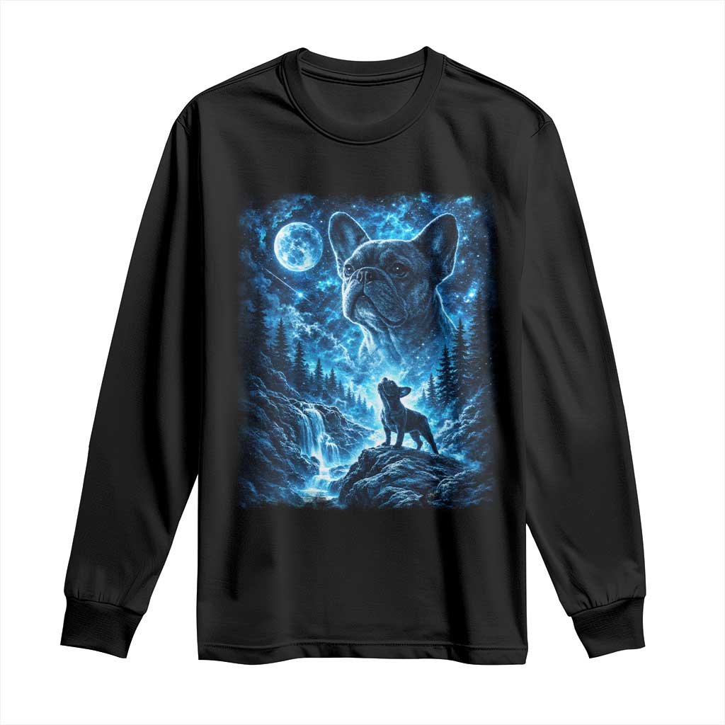 French Bulldog Howling To The Moon Long Sleeve Shirt Vintage Graphic Dog Lovers Silly Frenchy Bulldog Mom TS10 Black Print Your Wear