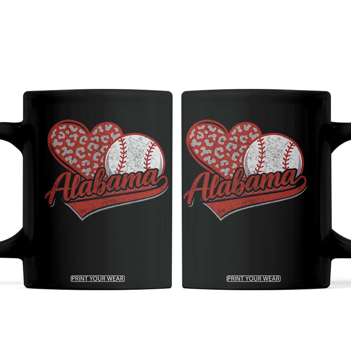 Alabama Fan Coffee Mug AL Baseball Heart Graphic Sports Style 80s 90s TS10 Black Print Your Wear