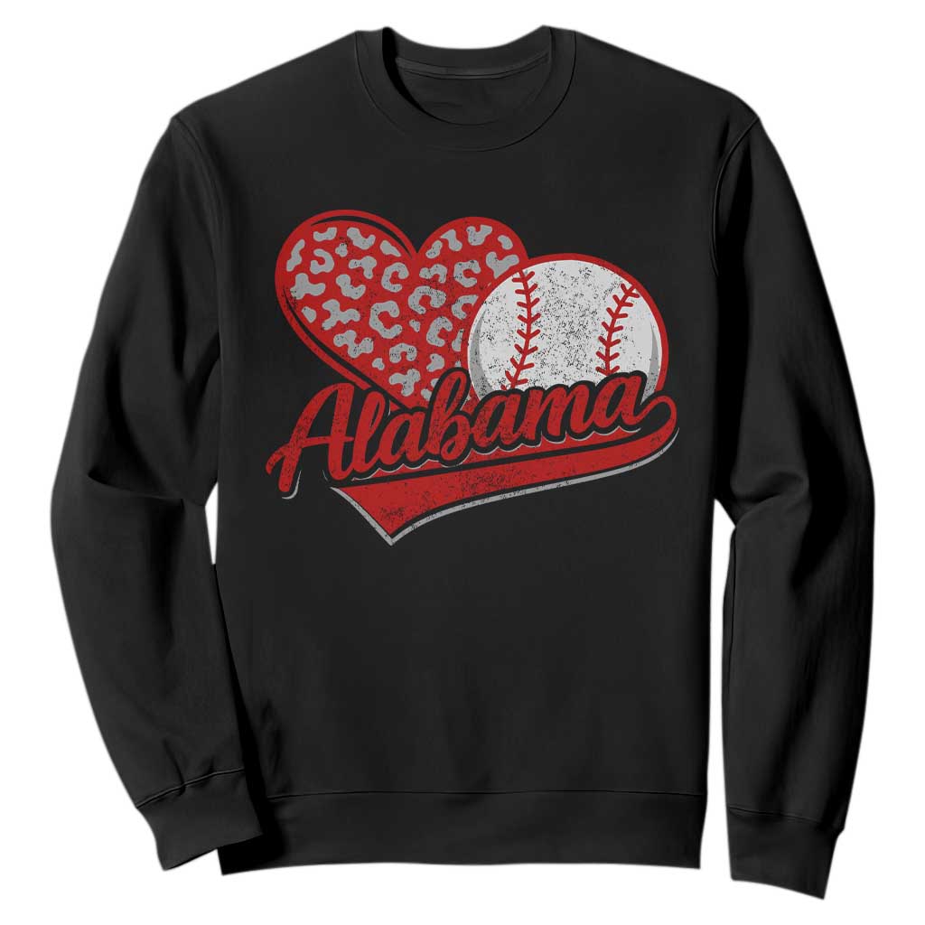 Alabama Fan Sweatshirt AL Baseball Heart Graphic Sports Style 80s 90s TS10 Black Print Your Wear