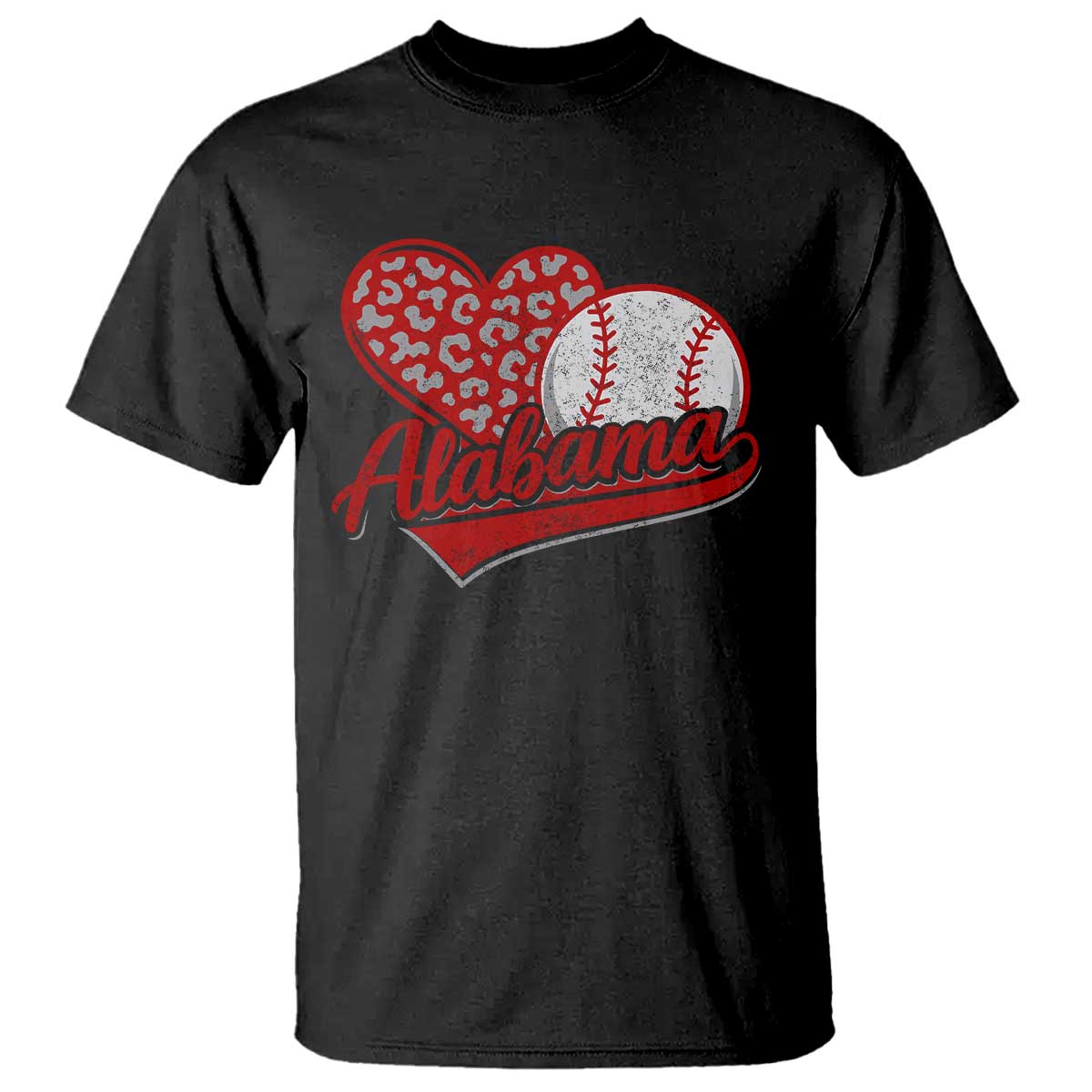 Alabama Fan T Shirt AL Baseball Heart Graphic Sports Style 80s 90s TS10 Black Print Your Wear