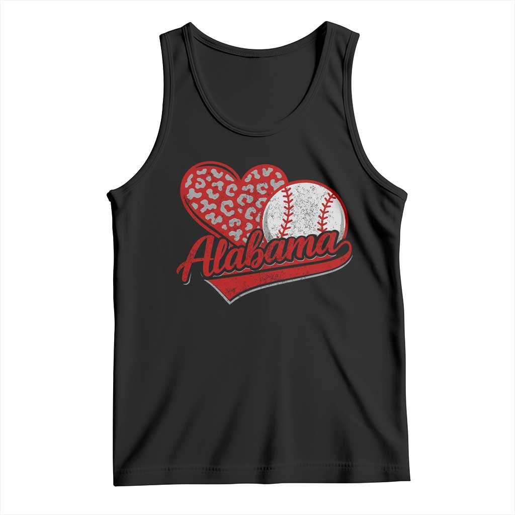 Alabama Fan Tank Top AL Baseball Heart Graphic Sports Style 80s 90s TS10 Black Print Your Wear